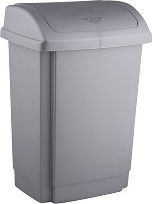 Picture of Kosz na mieci Plast Team na przycisk 15L srebrny (TEA000356)