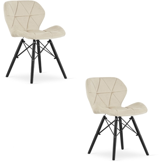 Изображение Krzeso beowe tapicerowane LAGO welur z czarnymi nogami do kuchni x2