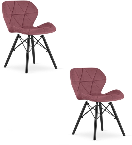 Picture of Krzeso tapicerowane ciemnoróowe LAGO welur czarne nogi do jadalni x2