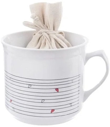 Attēls no Kubek ceramiczny z woreczkiem na herbat biay SERCE duy 650 ml ORION 128852