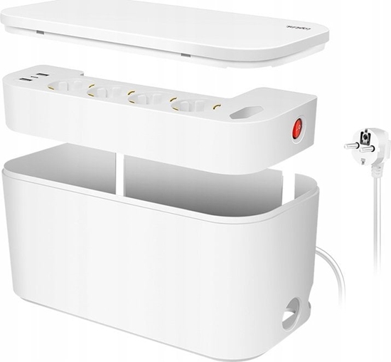 Picture of Listwa zasilajca LogiLink LogiLink Kabelbox m. 5-fach-Steckdosenleiste USB/Schuko wei