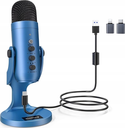 Изображение Mikrofon Deltaco Stalinis USB mikrofonas su LED DELTACO juodas / MF-104