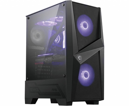 Attēls no MSI MAG FORGE 100M Mid Tower Gaming Computer Case 'Black, 2x 120mm RGB PWM Fan, 1x 120mm Fan, 1-6 RGB Hub, Tempered Glass Panel, ATX, mATX, mini-ITX'