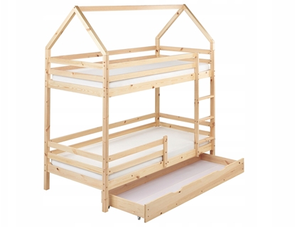 Attēls no óko pitrowe z szufladami Domek Drewno sosnowe GIRGOLS 90 x 200 cm ze schowkiem Jasnobrzowy