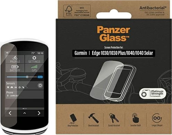 Picture of PanzerGlass | Screen protector | Garmin | for Garmin Edge 1030, Edge 1040 | Tempered glass | Transparent | Water-resistant ; Humidity Protection; Impact-resistant;  Scratch-resistant ; Anti-glare glass; Full touch; Fingerprint-resistant; Easy to attach | 