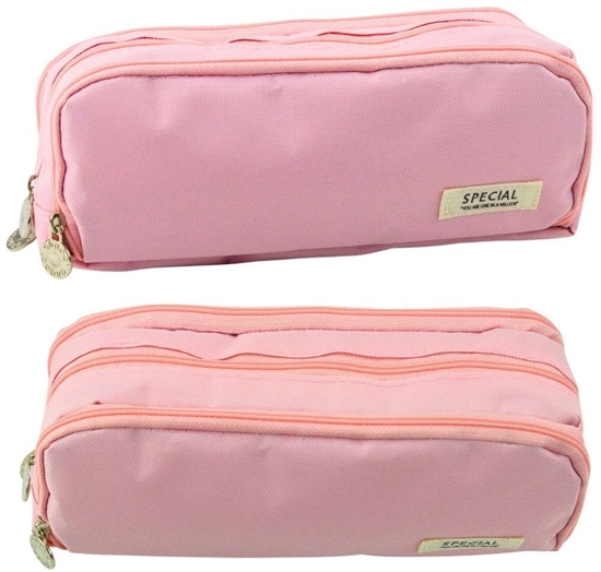 Picture of Piórnik Szkolny Dwie Komory Kiesze Frontowa Róowy 23x9 cm