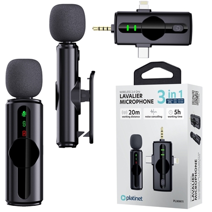Attēls no PLATINET WIRELESS LAVALIER MICROPHONE MIKROFON KONIERZYKOWY SINGLE SET [46293]