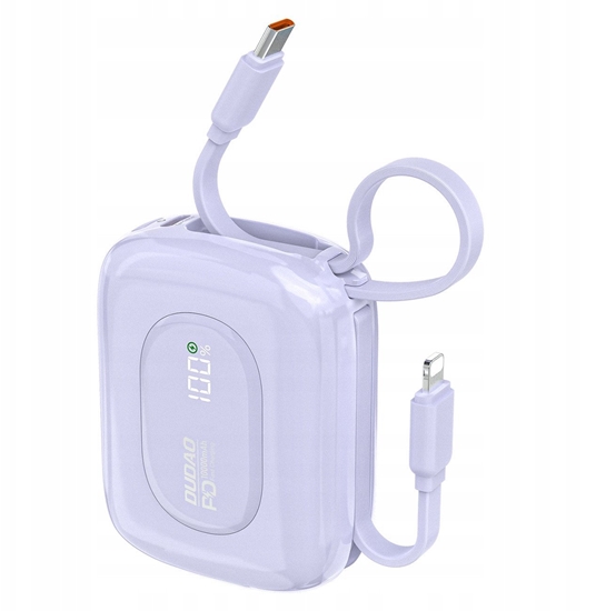 Picture of Powerbank Dudao K32 10000 mAh z wbudowanym kablem USB-C/Lightning - fioletowy