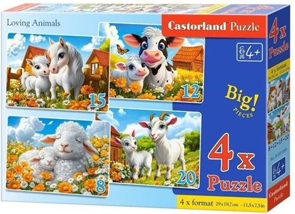 Изображение Puzzle x 4 Kontur Loving Animals CASTOR