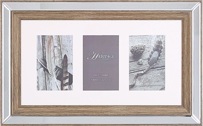 Изображение Ramka Beliani Multiramka na 3 zdjcia lustrzana ciemne drewno SINTA