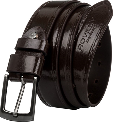 Attēls no Rovicky Stylowy pasek mski z lakierowanej skóry naturalnej licowej Rovicky 90 cm