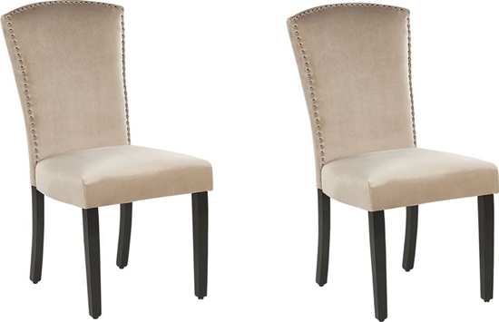 Picture of Shumee Zestaw 2 krzese do jadalni welurowy beowy PISECO