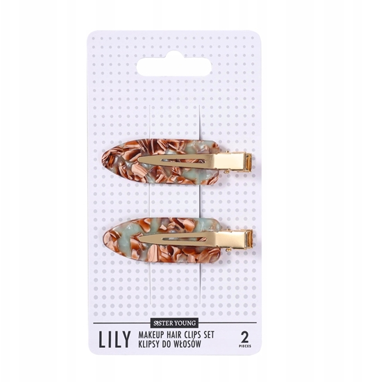Picture of SISTER YOUNG_Lily Makeup Hair Clips Set klipsy do wosów Green Coffee 2szt