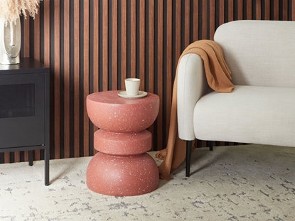 Picture of Stolik pomocniczy czerwony z efektem lastryko FALIRO