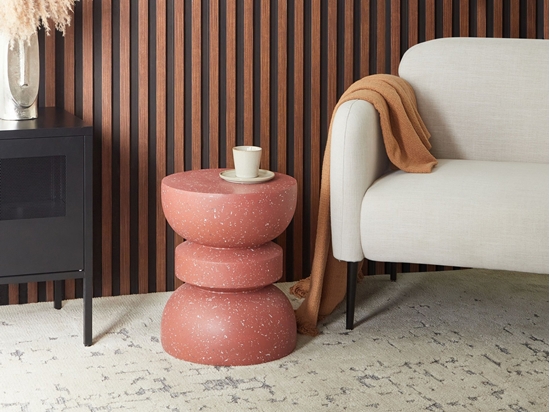 Picture of Stolik pomocniczy czerwony z efektem lastryko FALIRO