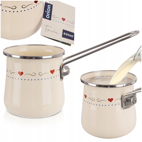 Picture of Tygielek do Kawy Emaliowany 600 ml ORION TONCA Kremowy Indukcja