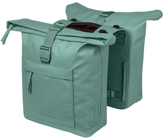 Picture of Torba na baganik BASIL BROOKLYN DOUBLE PANNIER BAG 41L, MIK Hooks System, wodoodporna, silvergreen (NEW 2026)