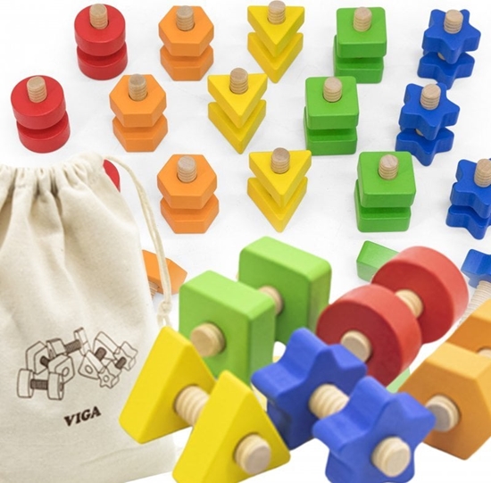 Picture of Viga Toys Nakrtki I rubki Dopasuj I Zakrcaj Zabawka Zrcznociowa