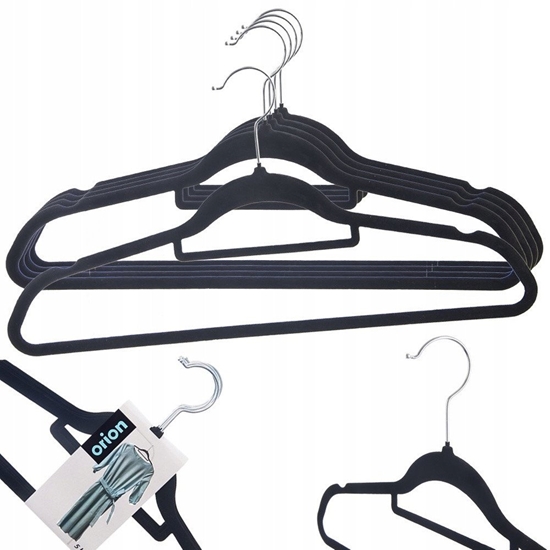 Изображение Wieszaki na ubrania welurowe czarne obrotowe 45x23,5 cm 5 szt.