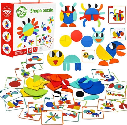 Picture of Woopie GREEN Drewniana Ukadanka Montessori 40 Wzorów do Odtworzenia 55 el. Certyfikat FSC