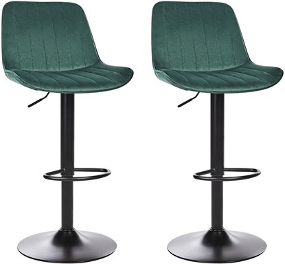 Изображение Zestaw 2 krzese barowych DUBROVNIK Welur Obrotowy Szmaragdowy