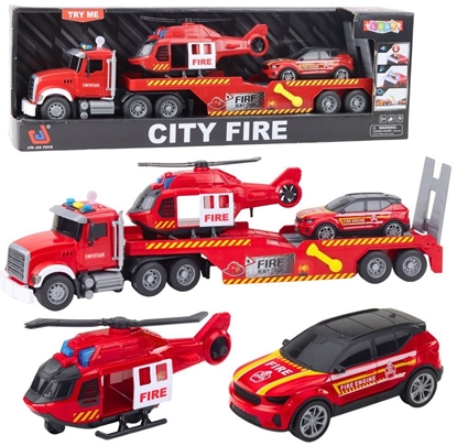 Picture of Zestaw Straacki Laweta Helikopter Samochód wiata Dwiki Czerwony