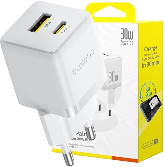 Picture of adowarka sieciowa Baseus Palm 30W USB-A, USB-C biaa