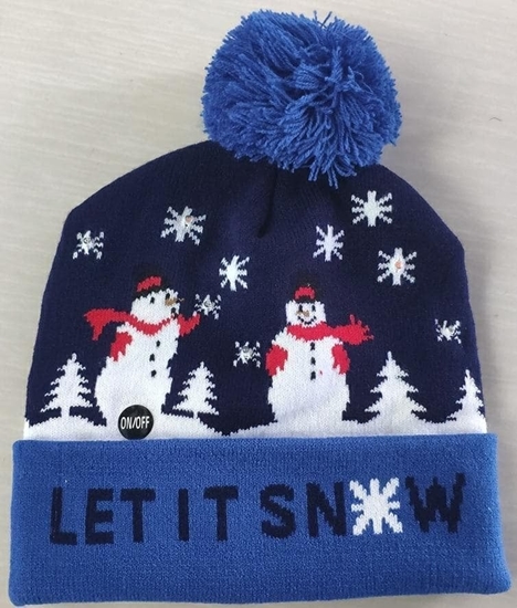 Picture of Apte WITECZNA CZAPKA z POMPONEM Bawanki Podwietlenie LED RGB BQ52L