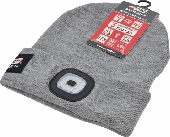 Изображение AWTools AWTOOLS CZAPKA Z LAMPK LED 120lm SZARA