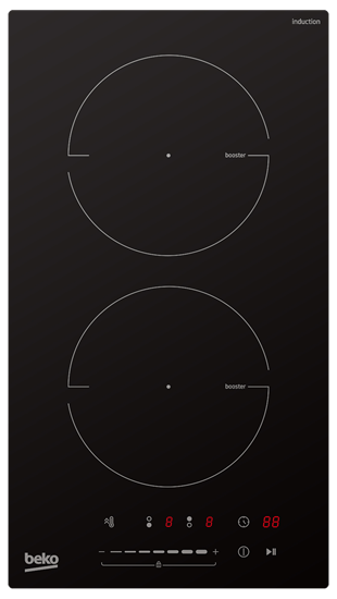 Picture of BEKO Hob | HDI32400TO | Induction | Number of burners/cooking zones 2 | Touch control | Timer | Black