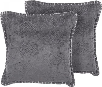 Изображение Beliani 2 poduszki dekoracyjne toczone 45 x 45 cm szare MELUR!