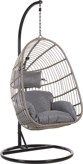 Изображение Beliani Fotel wiszcy ze stojakiem rattanowy szary CASOLI (188797)