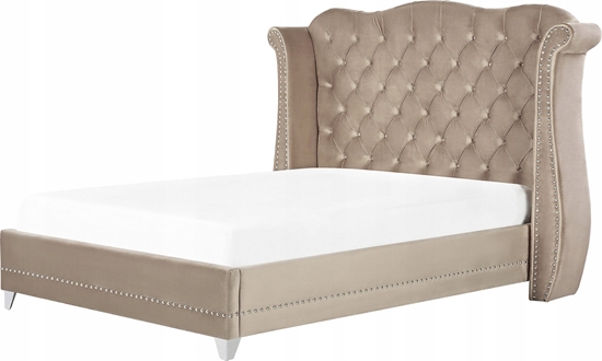 Изображение Beliani óko welurowe 180 x 200 cm szarobeowe AYETTE