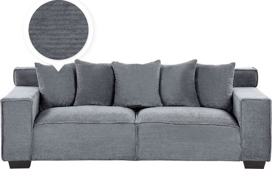 Изображение Beliani Sofa 3-osobowa sztruksowa ciemnoszara VISKAN