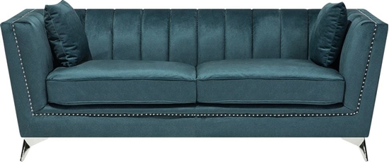 Изображение Beliani Sofa 3-osobowa welurowa lazurowa GAULA