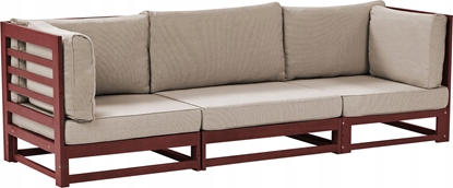 Изображение Beliani Sofa ogrodowa drewniana 3-osobowa mahoniowy brz TRANI