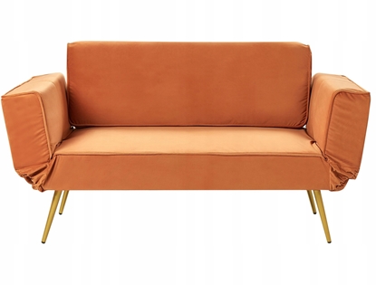 Picture of Beliani Sofa rozkadana welurowa pomaraczowa SAARELA