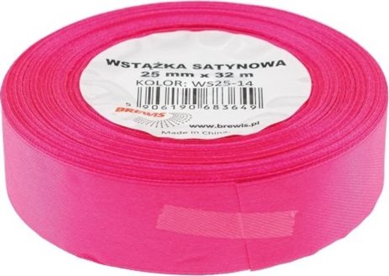 Picture of BREWIS Wstka satynowa 25mm/32mm kolor 14 róowy fluo Brewis