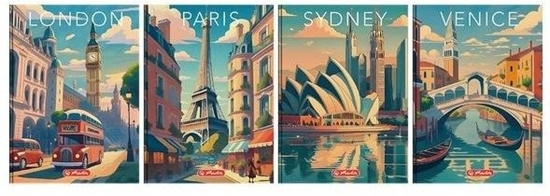 Picture of Brulion A6/96K kratka Retro City (5szt) EDUKAMP