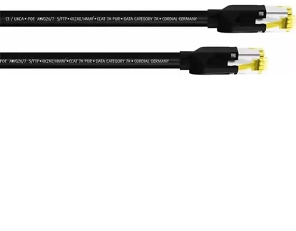 Attēls no Cordial 15576 RJ45 Netværkskabel, patchkabel CAT 7a S/FTP 1.00 m Sort PUR-kappe 1 stk