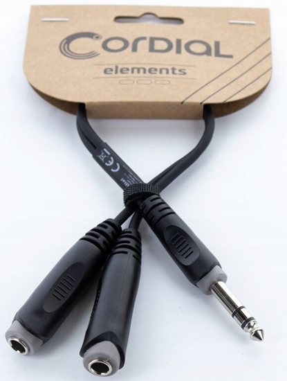 Picture of Cordial EY 0.3 VKK, 6.35mm, Male, 2 x 6.35mm, Female, 0.3 m, Black