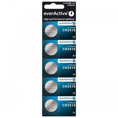 Attēls no CR2016 baterijas 3V everActive litija - iepakojumā 5 gb.