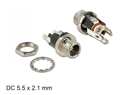 Изображение Delock Connector DC 5.5 x 2.1 x 9.5 mm female bulkhead soldering version