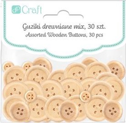 Attēls no DP Craft GUZIKI DREWNIANE MIX, 30 SZT. - NATURALNE Dalprint