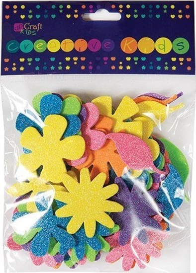 Изображение DP Craft Naklejki z pianki kwiatki brokatowe