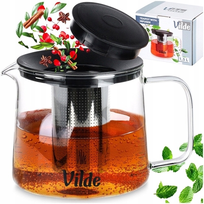 Attēls no Dzbanek z zaparzaczem do herbaty szklany aroodporny 1.5L VILDE 259723