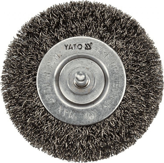 Изображение Yato szczotka tarczowa z trzpieniem drut karbowany stalowy INOX 75mm (YT-47568)