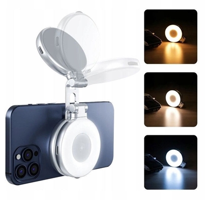 Picture of Lampa Led + Lusterko Na Magnes Telefon Smartfon Zdj Selfie Vlog Telesin / C03