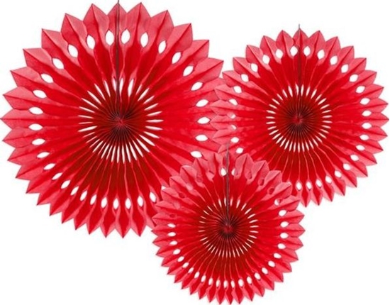 Picture of Party Deco Rozety dekoracyjne bibuowe, czerwony, 20-30cm, 3 szt. uniwersalny