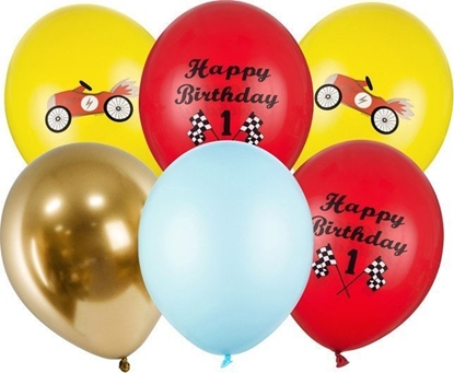 Attēls no PartyDeco Balony lateksowe auta kolorowe pastelowe urodziny